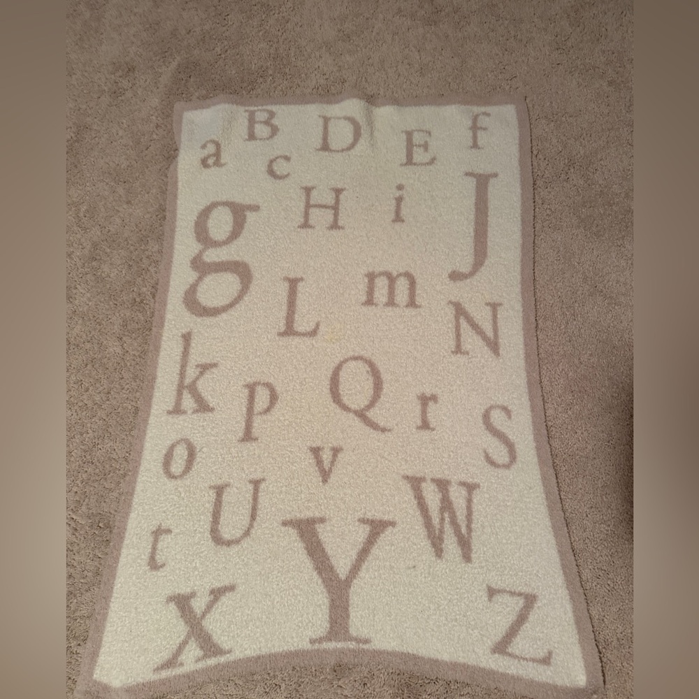 Barefoot Dreams CozyChic Baby Blanket – Alphabet ABC Taupe Cream Soft Plush